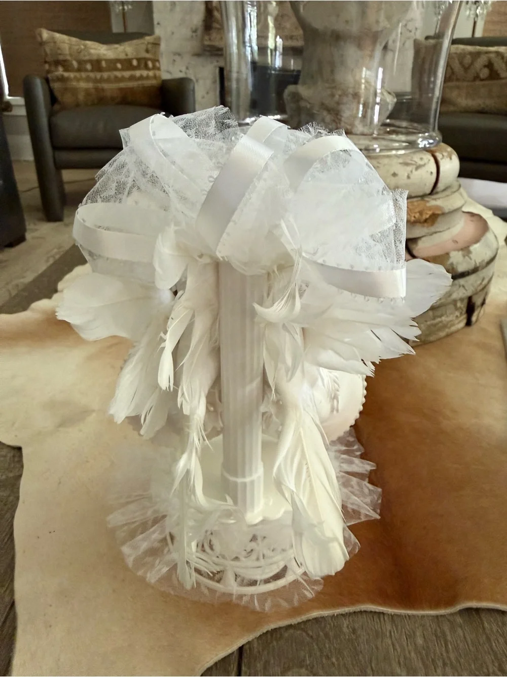 Vintage Coast Novelty Love Birds White Wedding Bell Cake Topper with Doves